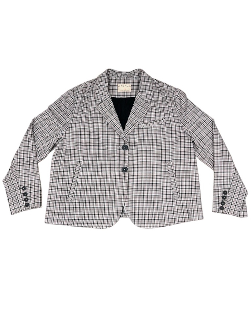 Free People We The Free Cali Plaid Blazer Jacket XL Oversized Preppy - Picture 2 of 9